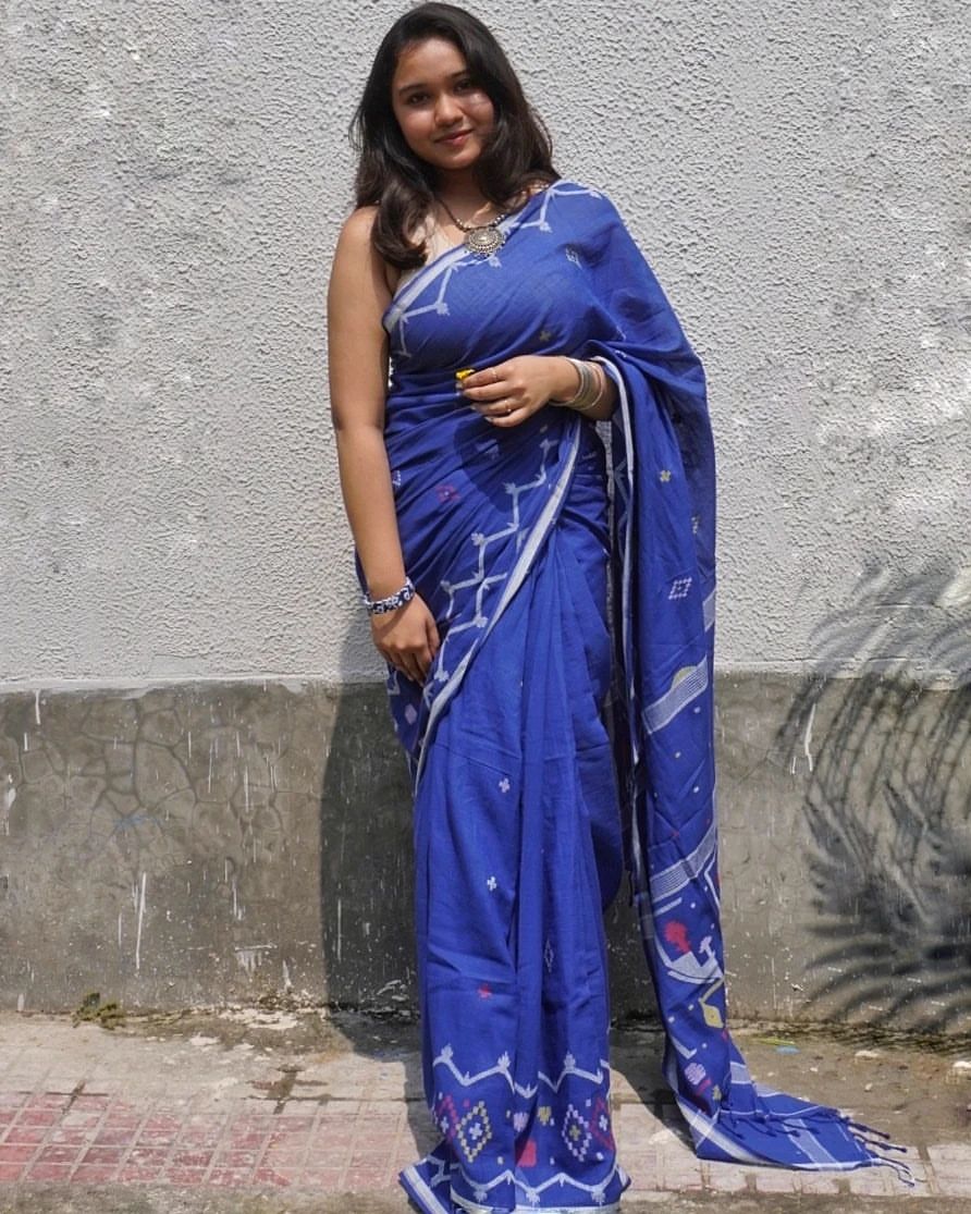 SAYANTIKA- Handwoven Cotton Jamdani Saree