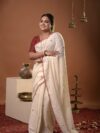 ASHALATA - Off white handwoven cotton jamdani saree