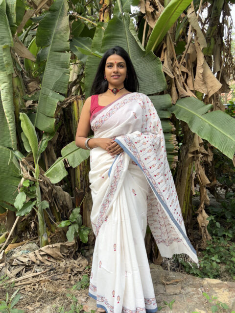 SAGARIKA - Hand embroidered kantha saree