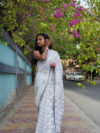 ROOPREKHA - Handspun Cotton Saree With Geometric Motifs