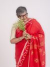 RANJINI - Handwoven red cotton jamdani saree