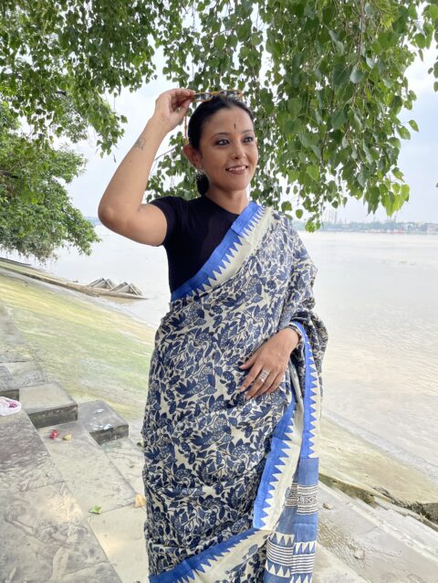 APARAJITA - Handblock printed tussar saree