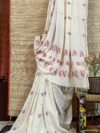 ANTARA - Handspun cotton jamdani saree with kantha motifs