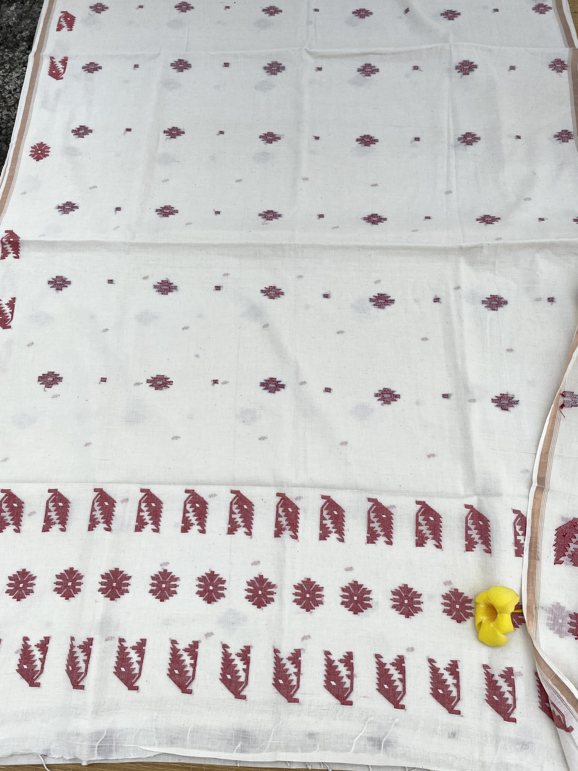 ANTARA - Handspun cotton jamdani saree with kantha motifs - Image 13