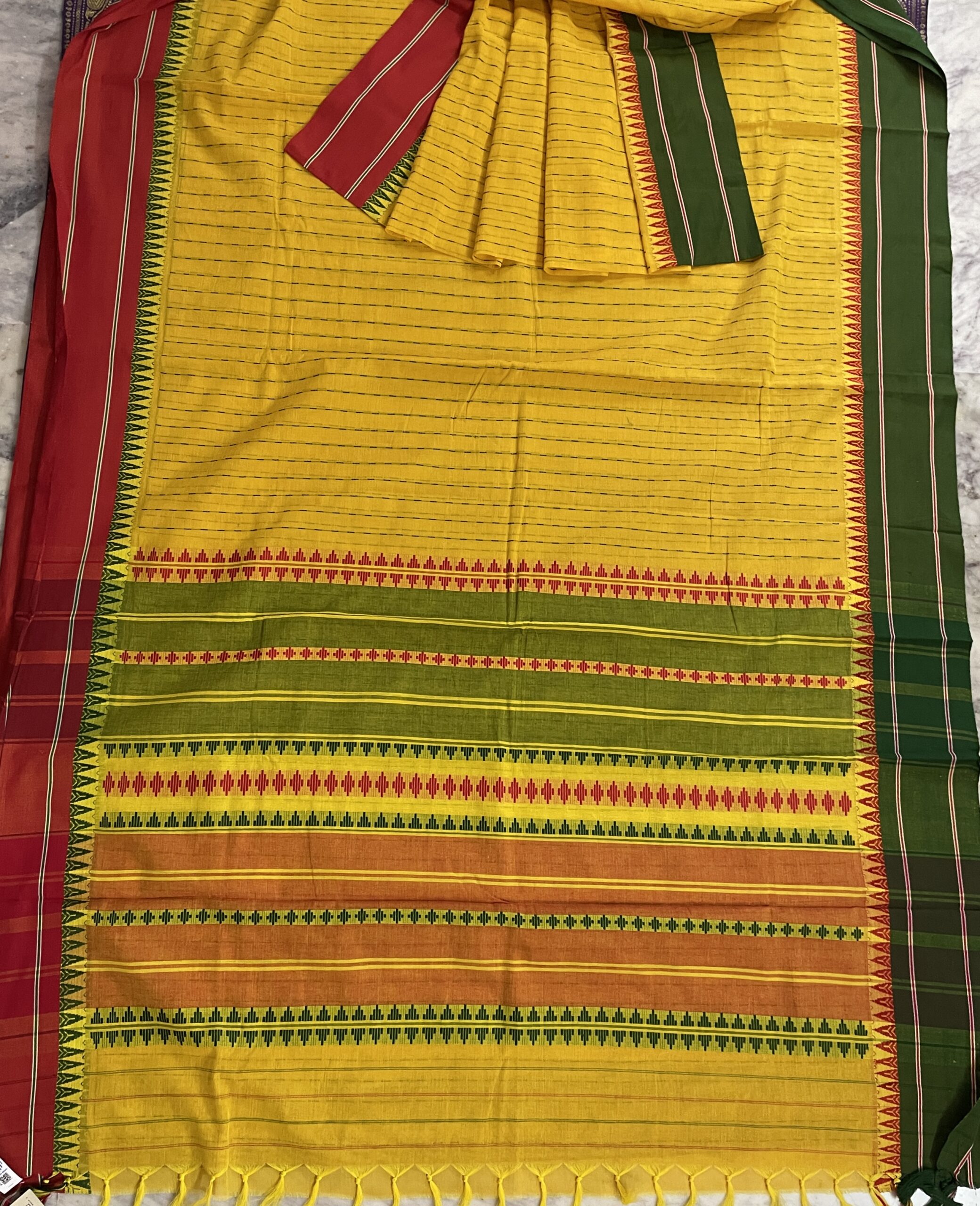 PHULLARA - Begumpuri cotton saree with Ganga Yamuna borders
