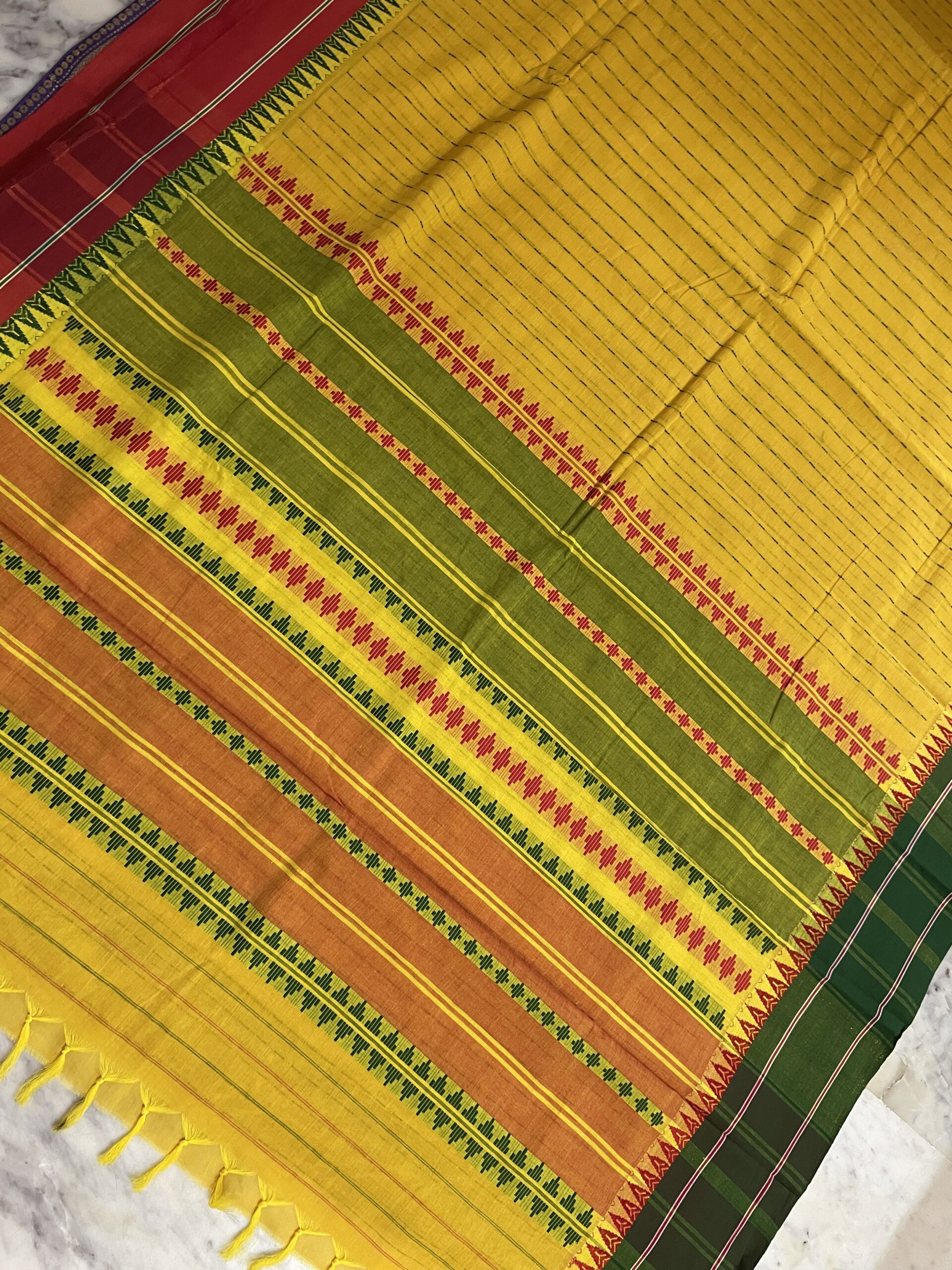 PHULLARA - Begumpuri cotton saree with Ganga Yamuna borders - Image 3