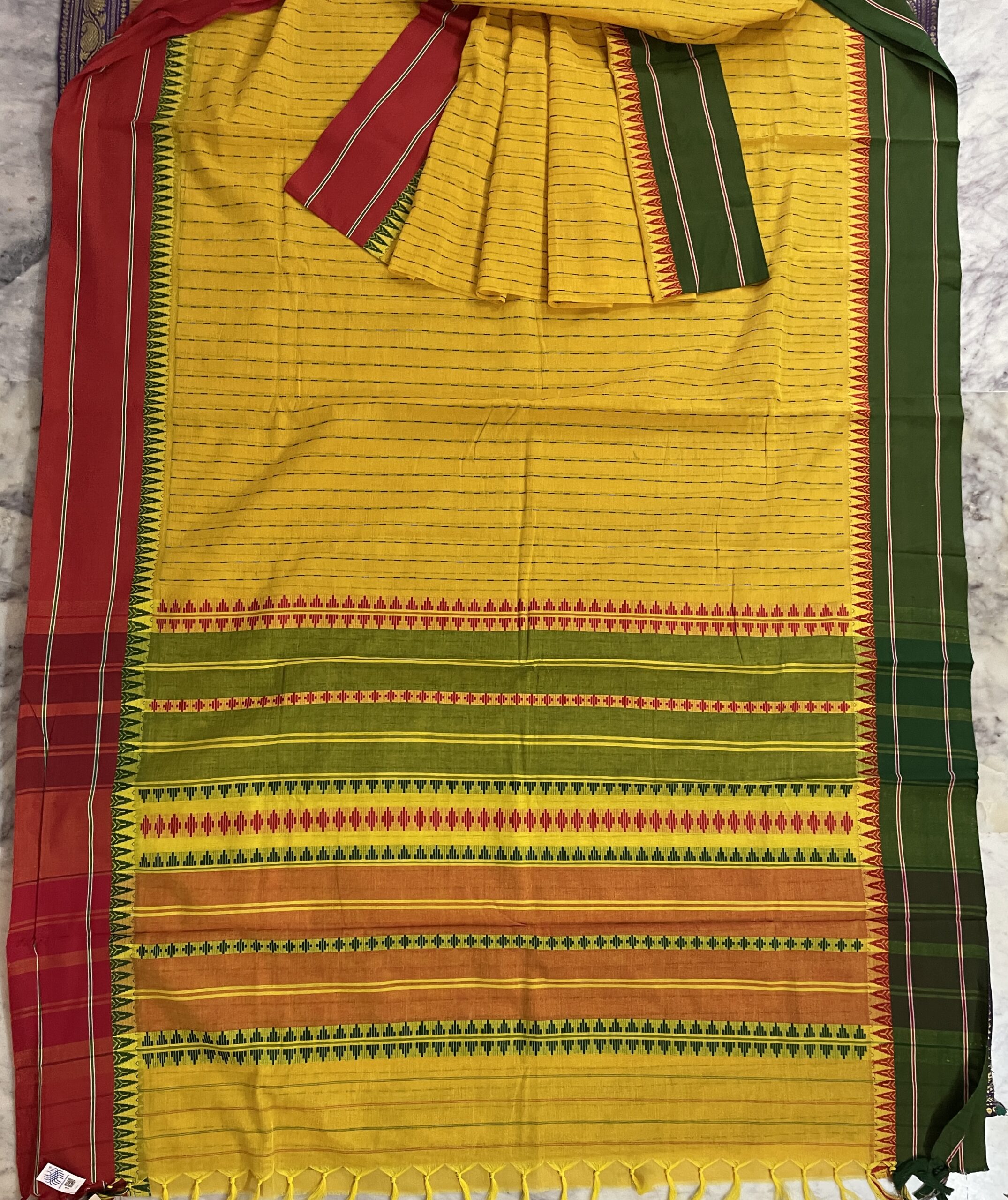 PHULLARA - Begumpuri cotton saree with Ganga Yamuna borders - Image 4
