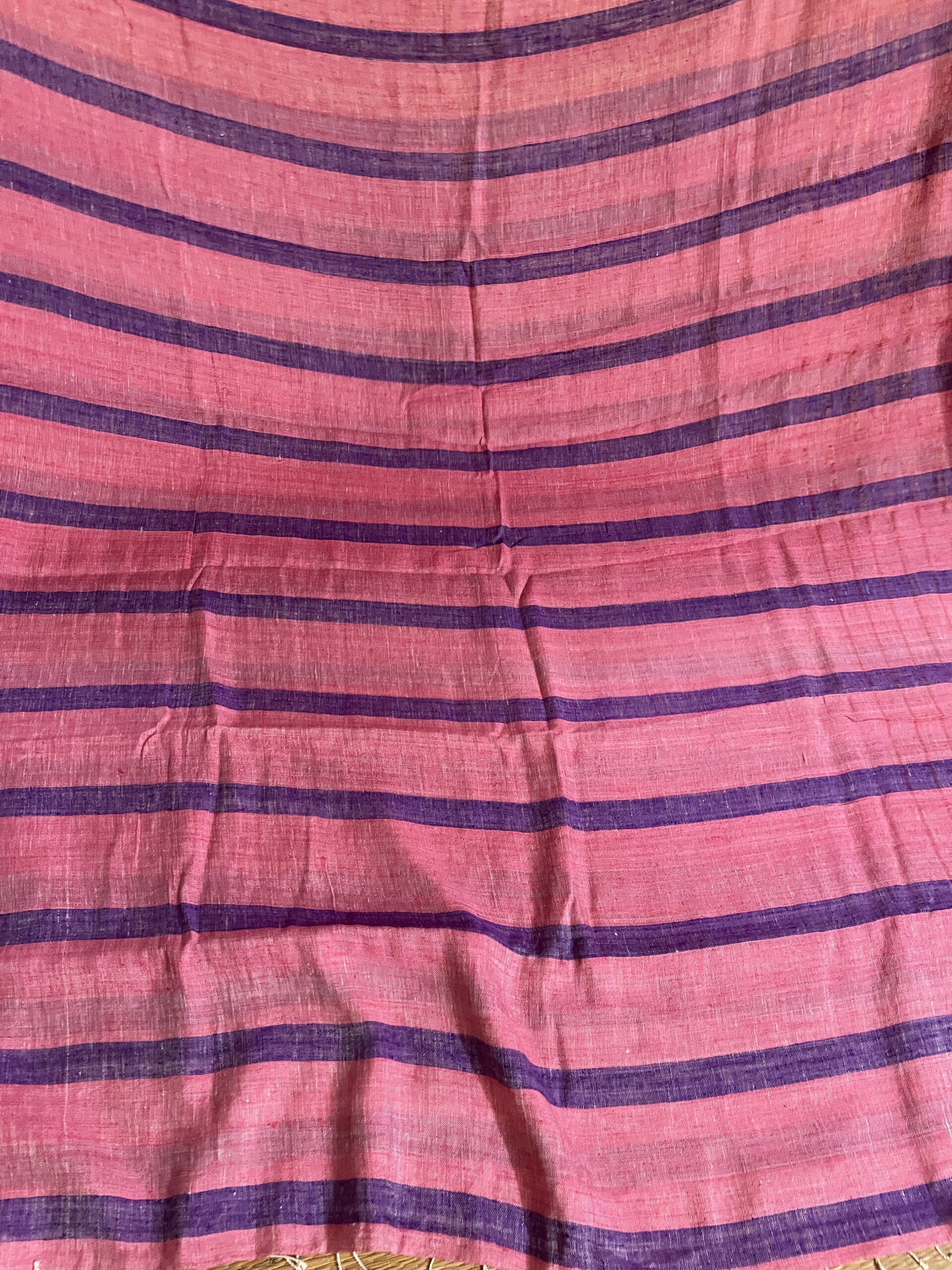 RANGAA - Multicoloured striped linen saree - Image 2
