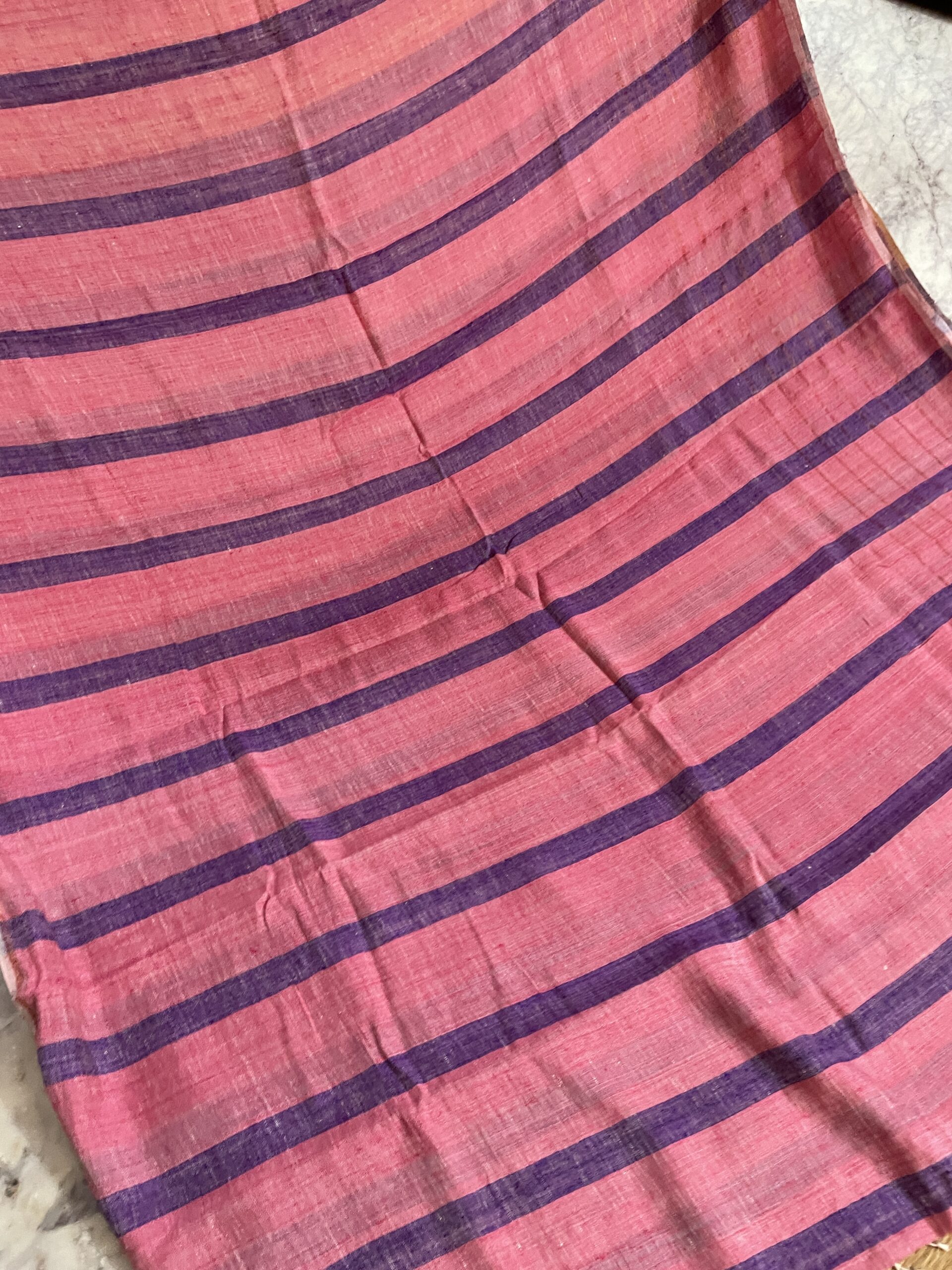 RANGAA - Multicoloured striped linen saree - Image 3