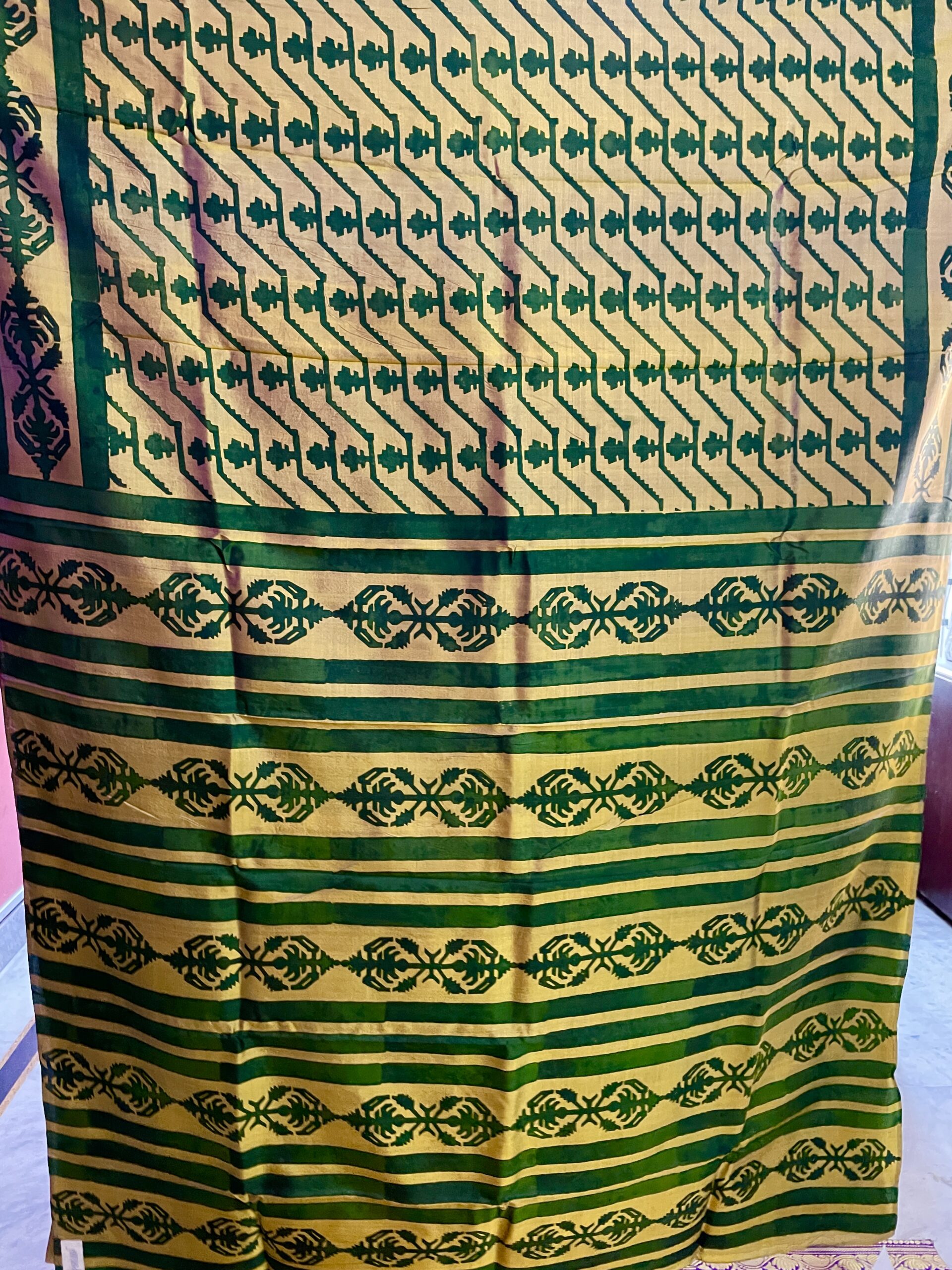 USHASIE - Handblock printed katan silk saree - Image 2