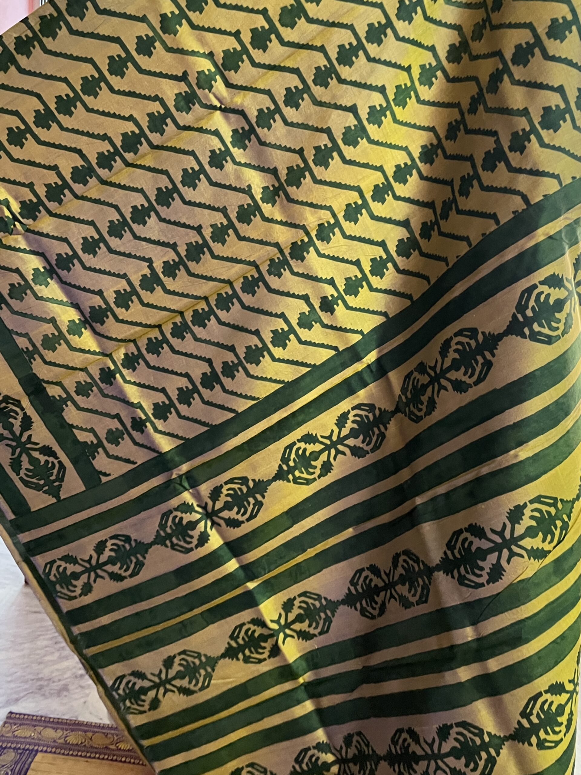 USHASIE - Handblock printed katan silk saree - Image 3