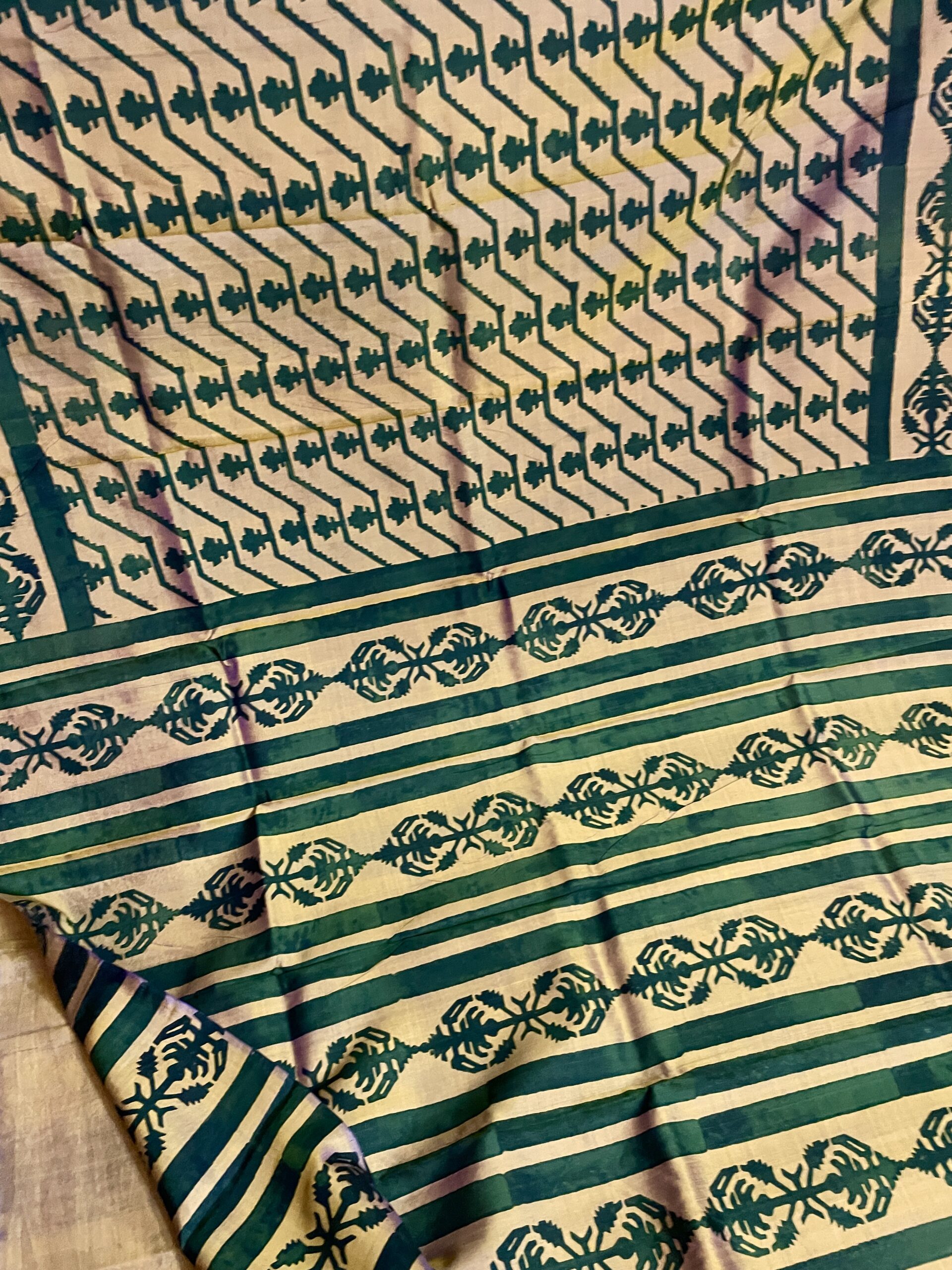 USHASIE - Handblock printed katan silk saree - Image 4