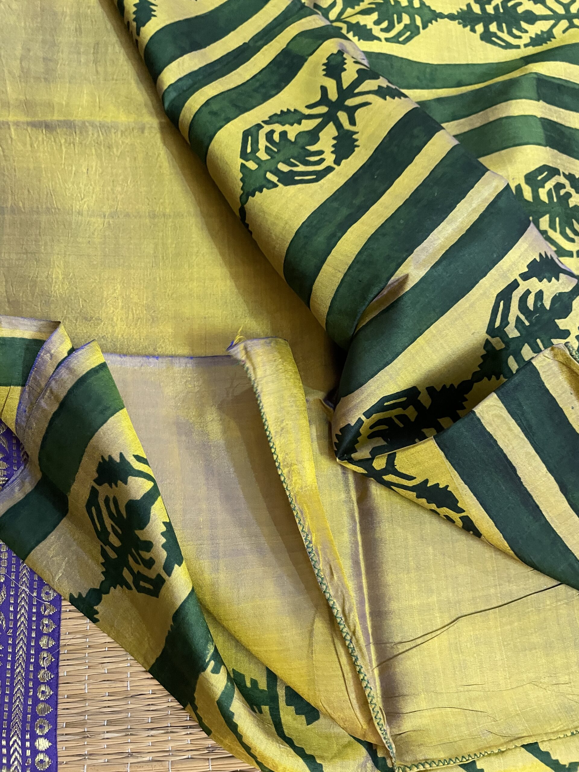 USHASIE - Handblock printed katan silk saree - Image 5