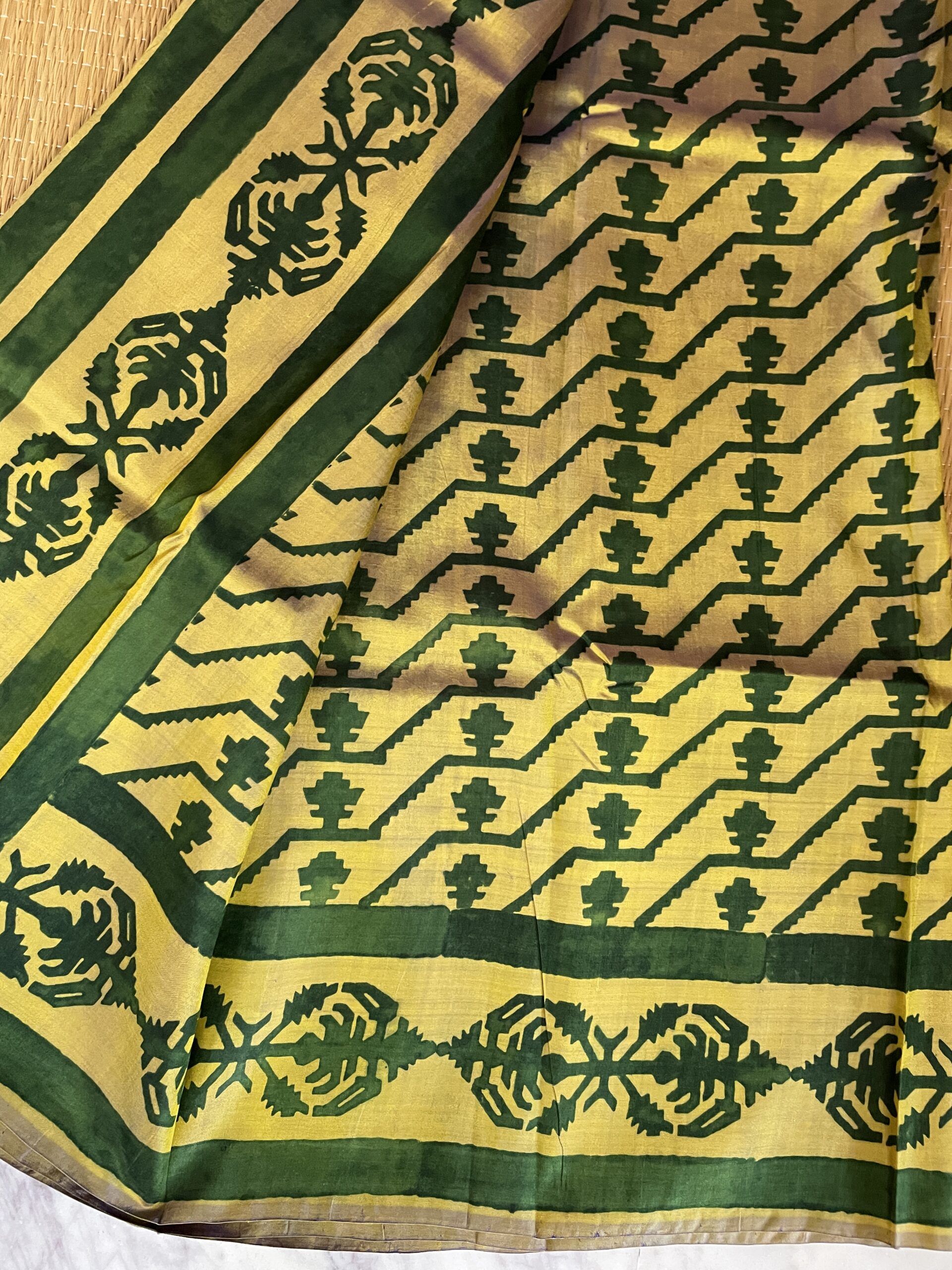 USHASIE - Handblock printed katan silk saree - Image 7