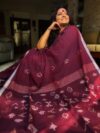KHEYALI - Handspun cotton jamdani saree with geometric motifs