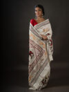 KAMAKSHI - Handwoven katan silk saree with hand embroidered animal motifs