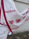 ATREYEE - White and red traditional Bengali cotton saree with woven motifs on the body and pallu